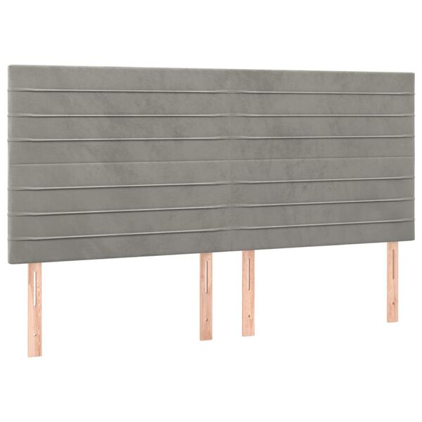 vidaXL T&ecirc;te de lit Gris clair 160x5x118/128 cm Velours