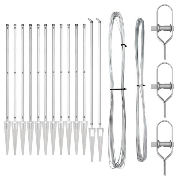vidaXL Poteaux de cl&ocirc;ture 13 pcs Argent &Oslash;32mm 180 cm Acier galvanis&eacute;