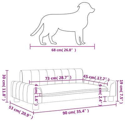 vidaXL Lit pour chien gris foncé 90x53x30 cm tissu