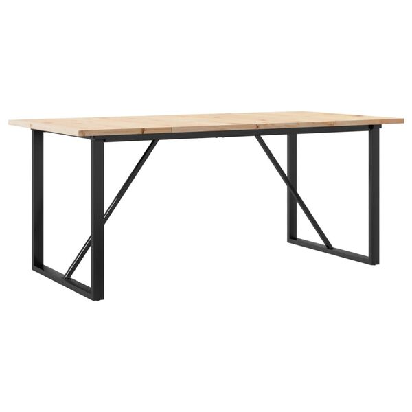 vidaXL Table &agrave; manger cadre en O 180x90x75,5 cm bois pin massif acier