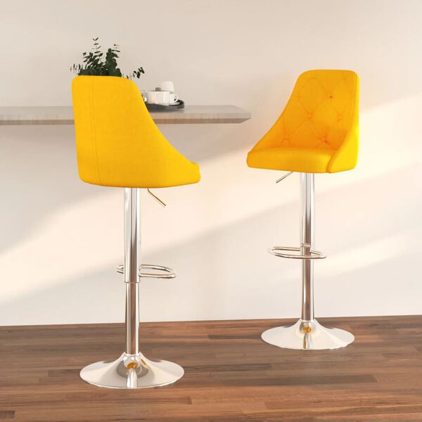 vidaXL Tabourets de bar lot de 2 jaune moutarde tissu