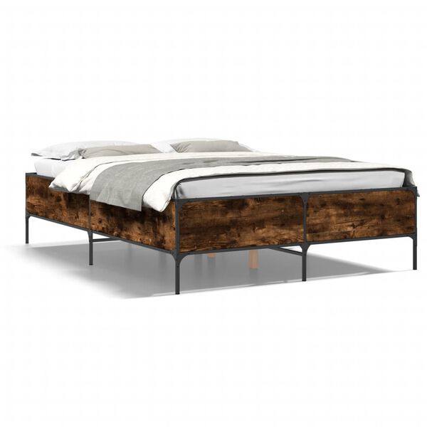 vidaXL Cadre de lit sans matelas ch&ecirc;ne fum&eacute; 120x200 cm