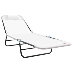 vidaXL Chaise longue pliante Cr&egrave;me 182 x 55 x 85,5 cm Textil&egrave;ne
