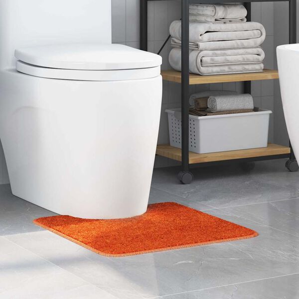 vidaXL Tapis de bain antid&eacute;rapant avec d&eacute;coupe pour toilette Orange