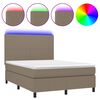 vidaXL Sommier &agrave; lattes de lit et matelas et LED Taupe 140x200cm Tissu