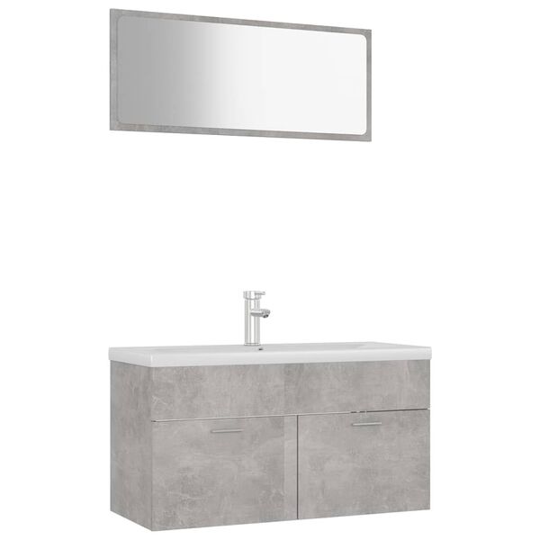 vidaXL Ensemble de meubles de salle de bain Gris b&eacute;ton Agglom&eacute;r&eacute;