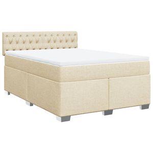 vidaXL Sommier &agrave; lattes de lit avec matelas Cr&egrave;me 140x200 cm Tissu