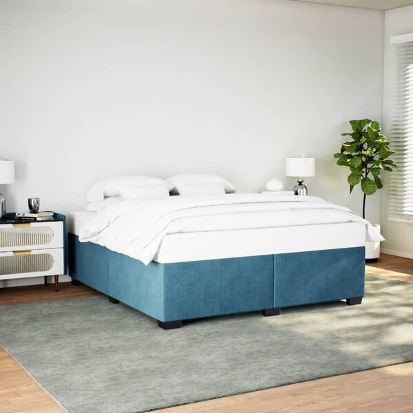 vidaXL Cadre de lit sans matelas bleu 200x200 cm velours
