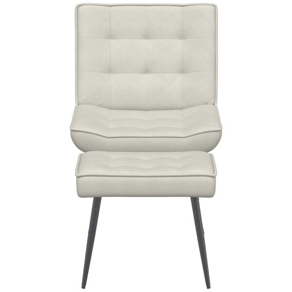 vidaXL Chaise de relaxation avec tabouret cr&egrave;me velours