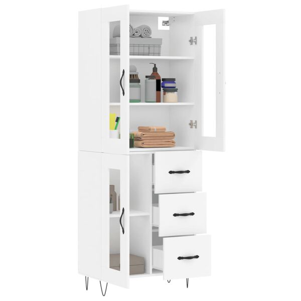 vidaXL Buffet haut Blanc 69,5x34x180 cm Bois d'ing&eacute;nierie