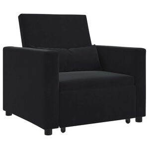 vidaXL Canap&eacute;-lit escamotable simple Noir 90 x 165 x 87 cm Velours