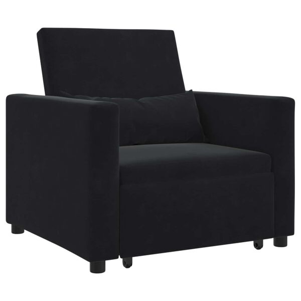 vidaXL Canapé Lit Simple avec des roues Noir 90 x 165 x 87 cm Velours