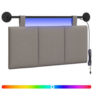 vidaXL T&ecirc;te de lit suspendue Avec lumi&egrave;re LED Taupe Tissu