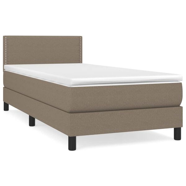 vidaXL Sommier &agrave; lattes de lit avec matelas Taupe 90x200 cm Tissu