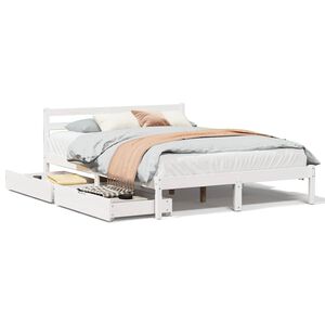 vidaXL Cadre de lit sans matelas blanc 135x190 cm bois de pin massif