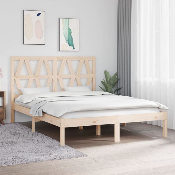 vidaXL Cadre de lit Bois de pin massif 140x190 cm