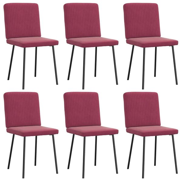 vidaXL Chaises &agrave; manger lot de 6 rouge bordeaux velours
