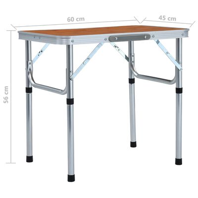 vidaXL Table pliable de camping Aluminium 60x45 cm