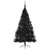 vidaXL Sapin de No&euml;l artificiel pr&eacute;-&eacute;clair&eacute; Noir 210 cm PVC