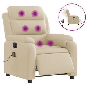 vidaXL Fauteuil inclinable de massage &eacute;lectrique cr&egrave;me tissu