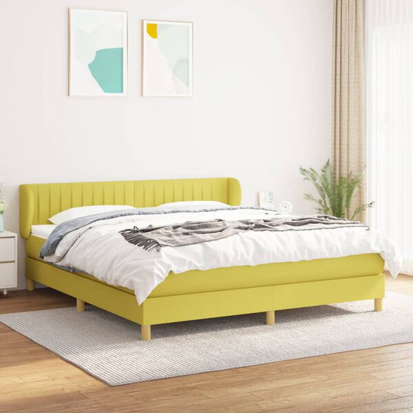 vidaXL Sommier &agrave; lattes de lit avec matelas Vert 180x200 cm Tissu