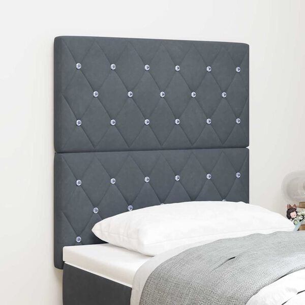vidaXL Tête de lit LED avec tête de lit Gris foncé 80 cm Polyester