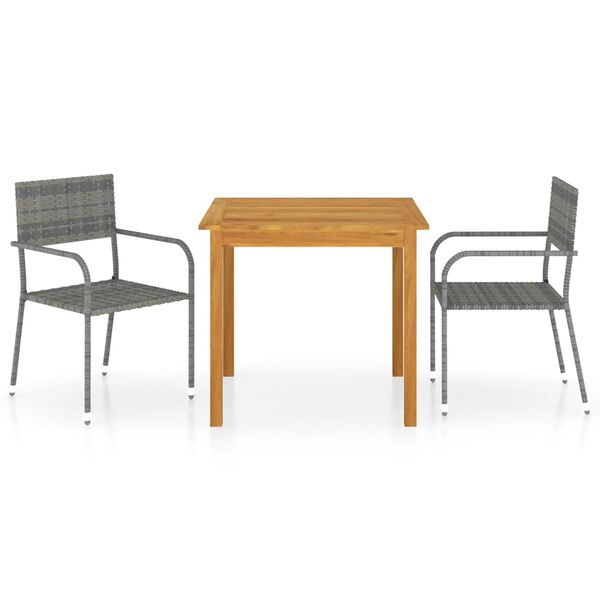 vidaXL Ensemble &agrave; manger de jardin 3 pcs Gris