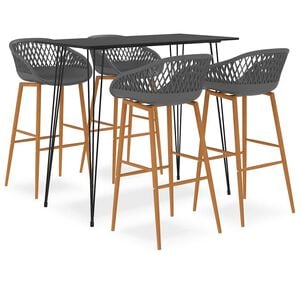 vidaXL Ensemble de bar 5 pcs Noir et gris