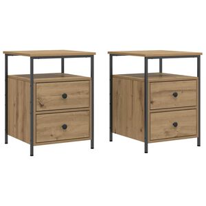 vidaXL Tables de chevet 2 pcs ch&ecirc;ne artisanal bois d'ing&eacute;nierie