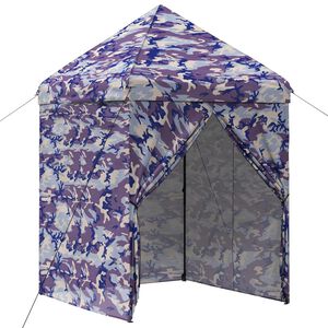vidaXL Gazebo Pop-up avec 4 Panneaux Lat&eacute;raux 2 x 2 m Camouflage Bleu