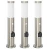 vidaXL Bornes lumineuses avec d&eacute;tecteur et prise lot de 3 50 cm acier inoxydable IP44