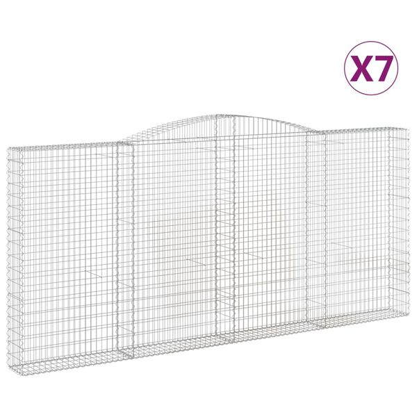 vidaXL Paniers à gabions arqués 7 pcs 400x30x180/200 cm Fer galvanisé