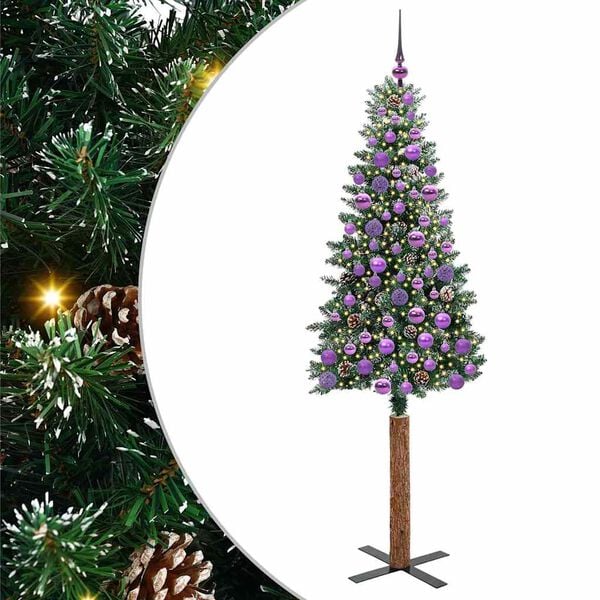 vidaXL Sapin de No&euml;l mince Vert 180 cm PVC et bois de pin massif