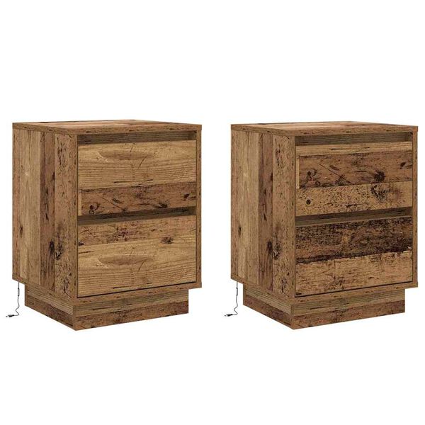 vidaXL Cabinet de chevet 2 pcs Bois ancien 39 x 34,5 x 50 cm