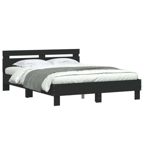 vidaXL Cadre de lit avec LED sans matelas noir 140x190 cm