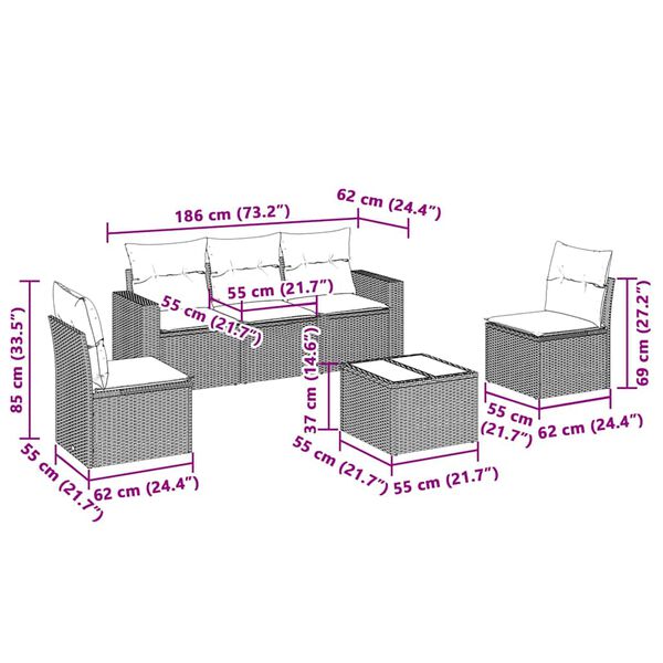 vidaXL Salon de jardin 6 pcs avec coussins gris clair r&eacute;sine tress&eacute;e