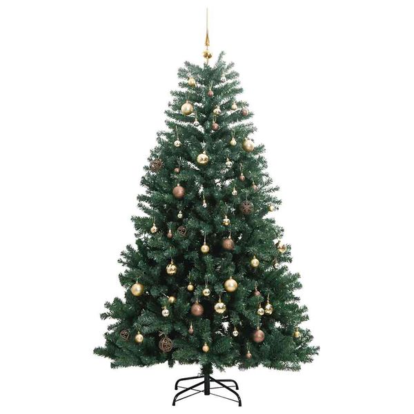 vidaXL Sapin de Noël artificiel articulé 300 LED et boules 210 cm