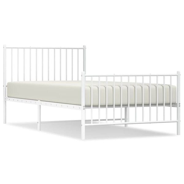 vidaXL Cadre de lit m&eacute;tal sans matelas et pied de lit blanc 100x200 cm