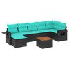 vidaXL Ensemble de canap&eacute; de jardin 8 pcs avec coussins noir r&eacute;sine tress&eacute;e