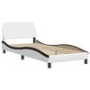 vidaXL Lit Viana avec matelas blanc et noir 90x200 cm similicuir
