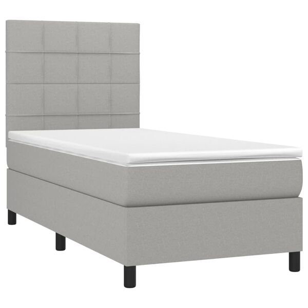 vidaXL Sommier &agrave; lattes de lit avec matelas et LED Gris clair 90x200cm