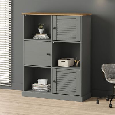 vidaXL Bibliothèque VIGO gris 90x35x114,5 cm bois massif de pin