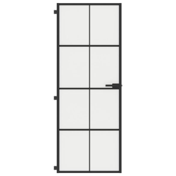 vidaXL Porte intérieure mince noir 76x201,5 cm verre trempé aluminium