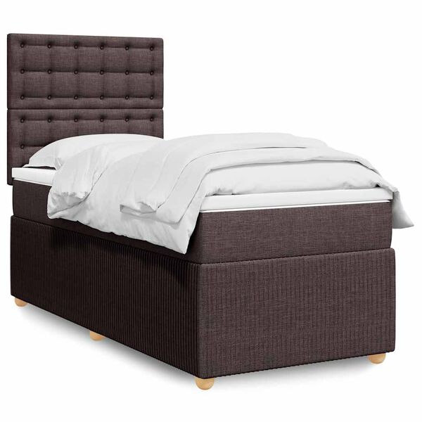 vidaXL Sommier &agrave; lattes de lit avec matelas Marron fonc&eacute; 100x200 cm