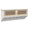 vidaXL Porte-manteau mural Blanc Bois d'ing&eacute;nierie et rotin naturel