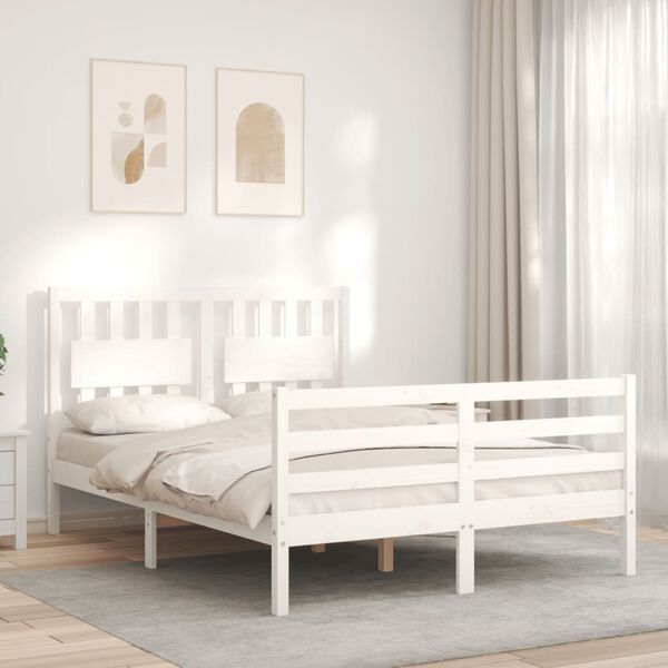 vidaXL Cadre de lit sans matelas blanc 120x200 cm bois massif
