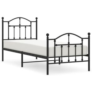 vidaXL Cadre de lit m&eacute;tal sans matelas avec pied de lit noir 90x200 cm