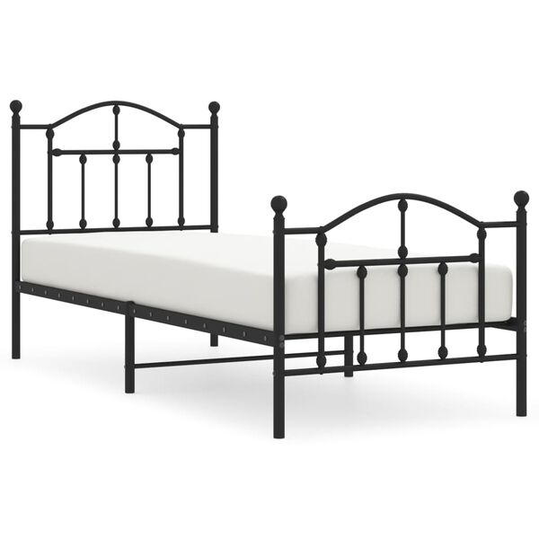 vidaXL Cadre de lit métal sans matelas avec pied de lit noir 90x200 cm