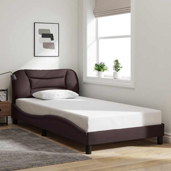vidaXL Cadre de lit sans matelas Hvar marron fonc&eacute; 100x200 cm tissu