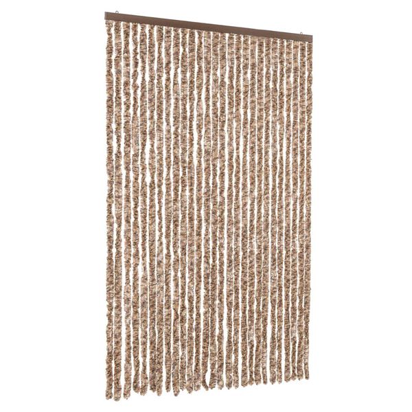 vidaXL Rideau anti-mouches beige et marron fonc&eacute; 118x220 cm chenille